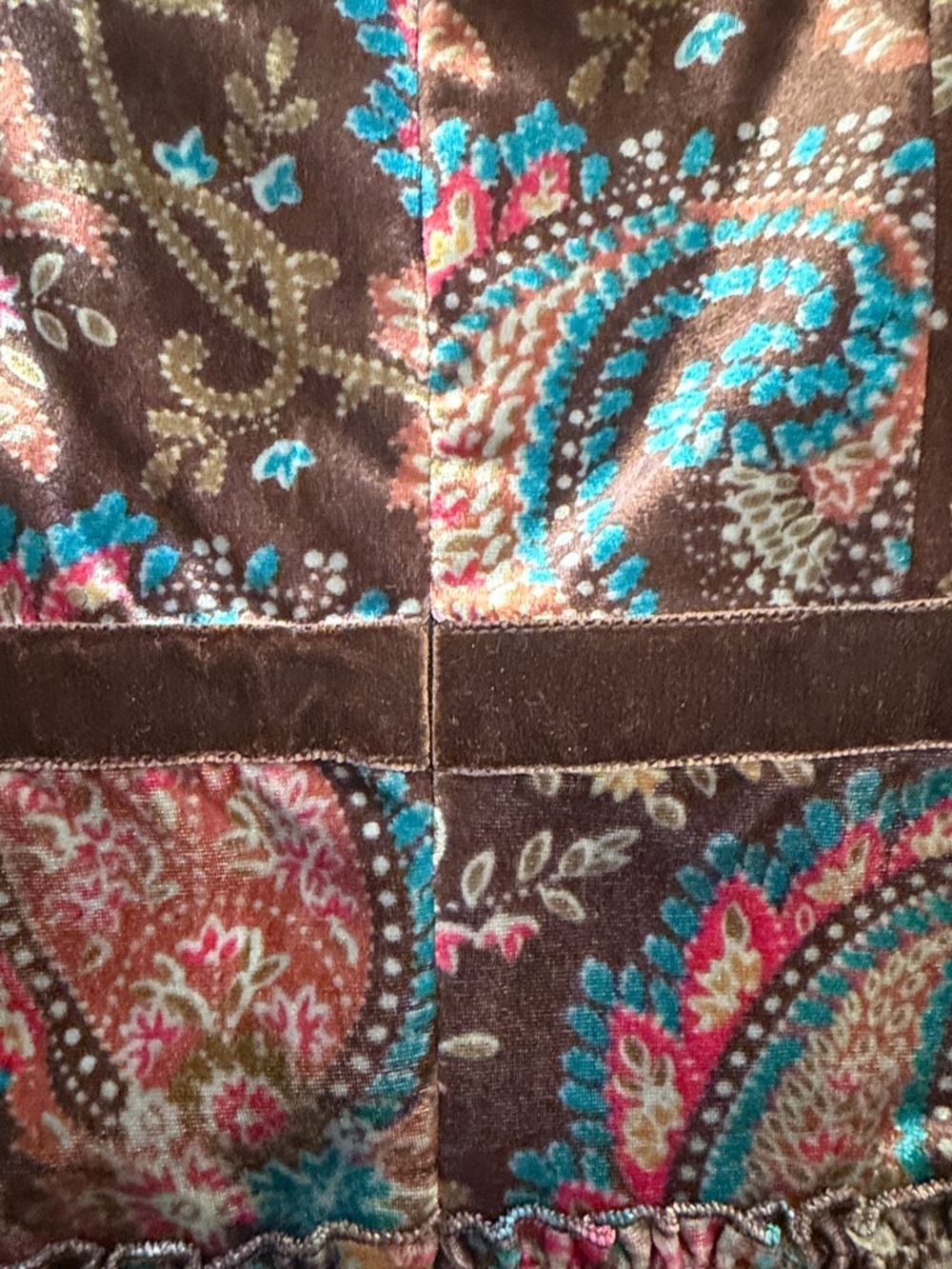 Shoshanna Brown Velvet Paisley Tank with Teal and Pink Accents - Picture 5 of 5